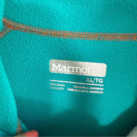 MARMOT Teal Blue Sunspot 1/2 Zip Fleece Lined Pullover Sweater Women’s XL - Picture 5 of 9